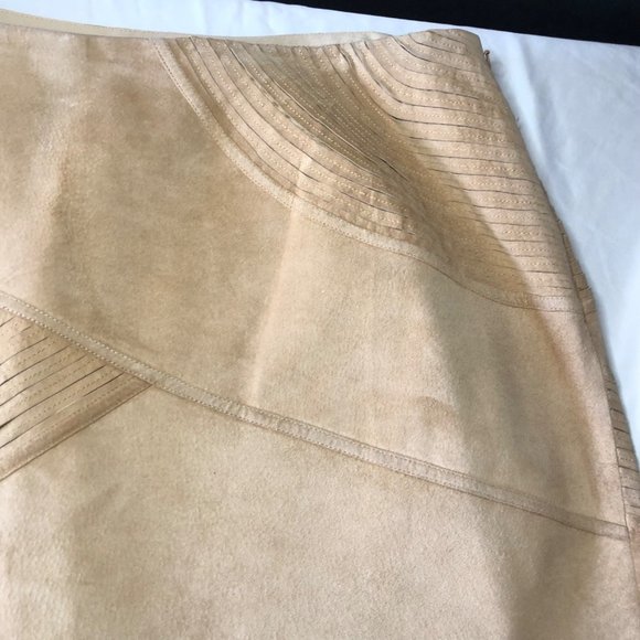 Lafayette 148 New York 100% Suede Midi A Line Skirt Tan Size 20 - Picture 11 of 16